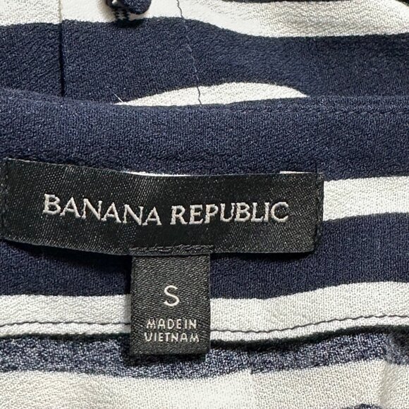 Banana Republic Black & White Striped Elbow Sleeve Top Small Preppy Academia - Picture 3 of 10